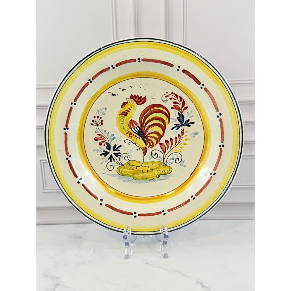 Vintage Made in Italy Ceramic Stoneware Chicken Rooster Wall Plate 10in